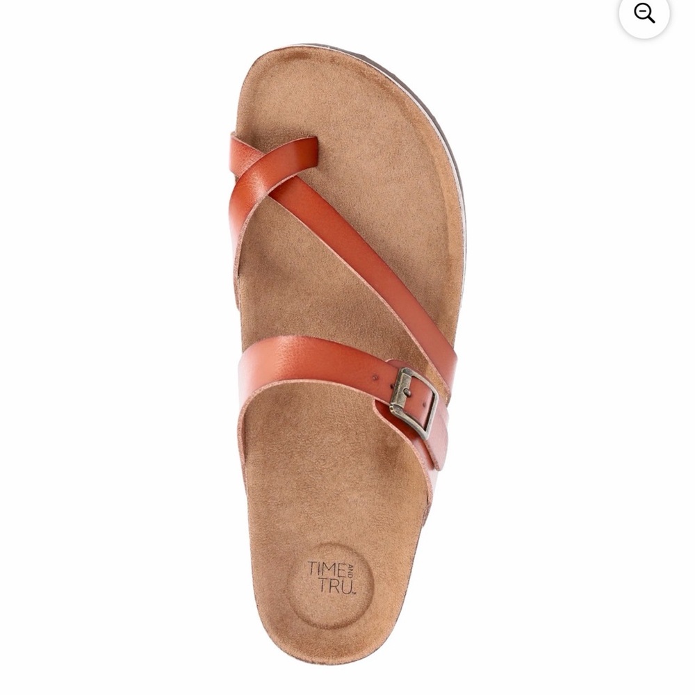 💜Time and Tru Women's Wide Width Asymmetric Strap Footbed Sandals, Size:12W